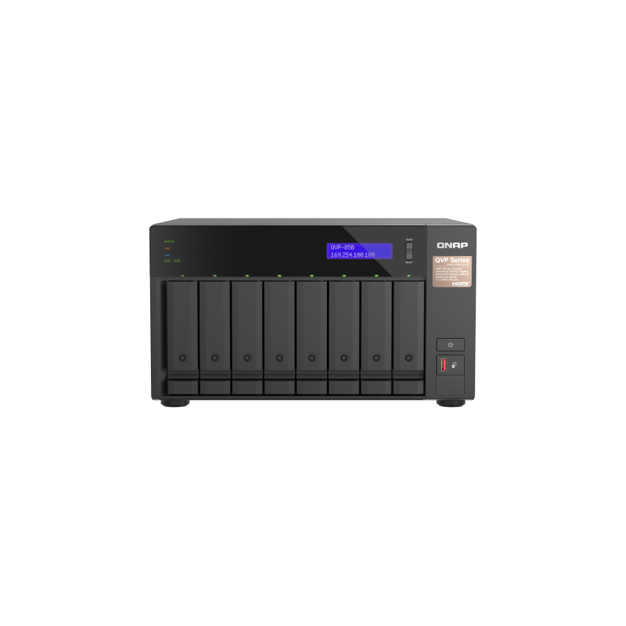 28932-QNAP QVP-85B servidor de almacenamiento NAS Torre IntelR CoreT i5 32 GB DDR4 Unidad de disco duro QVR Pro Negro 28932-QNAP QVP-85B servidor de almacenamiento NAS Torre IntelR CoreT i5 32 GB DDR4 Unidad de disco duro QVR Pro Negro
