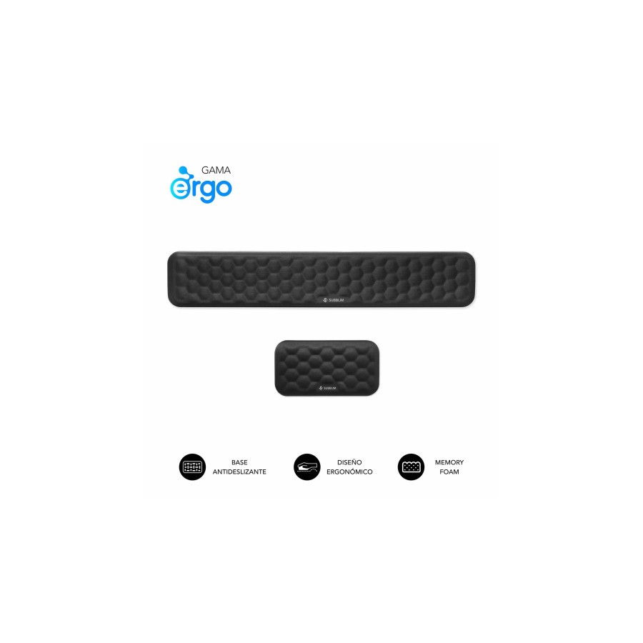 29079-SUBBLIM Pack ERGO AIRPADDING Negro, Reposamunecas Teclado + Raton, Espuma viscoelastica 65 D, Tejido AirMesh trans 29079-SUBBLIM Pack ERGO AIRPADDING Negro, Reposamunecas Teclado + Raton, Espuma viscoelastica 65 D, Tejido AirMesh trans