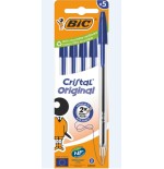 29090-BOLSA 5 BOLIGRAFOS CRISTAL CON CUERPO TRANSPARENTE TRAZO 0,4MM. AZUL BIC 802052
