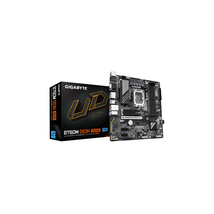 29848-GIGABYTE B760M DS3H GEN5 Placa Base - Compatible con CPUs Intel Core 14a generacion, VRM digital de 6+2+1 fases, h