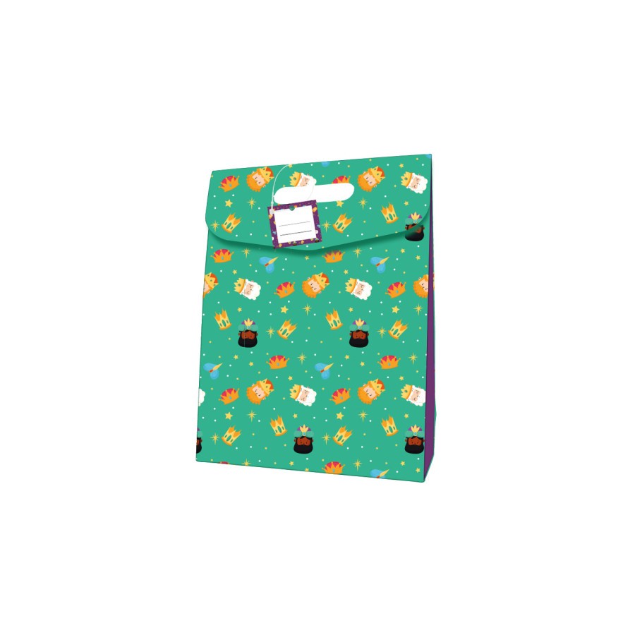 29959-BOLSA CARTON CIERRE ADHESIVO REYES MAGOS (338X41 CM) COLORES SURTIDOS BISMARK 332880