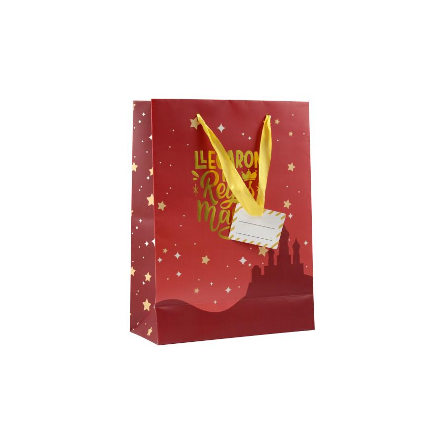 29972-BOLSA PAPEL REYES MAGOS S (24X10X32 CM) FOIL CON TARJETA COLGANTE COLORES SURTIDOS BISMARK 333601