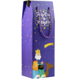 29977-CAJA CON ASA MENSAJES EFECTO MADERA BOTELLERO REYES MAGOS (13X36X10 CM) COLORES SURTIDOS BISMARK 333603