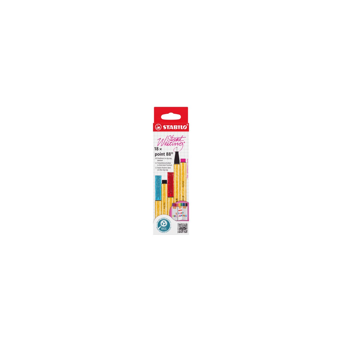 ESTUCHE CARTON ZIG ZAG ROTULADOR PUNTA FINA 04MM POINT 88 CON 18 UNIDADES COLORES SURTIDOS STABILO 8818 5