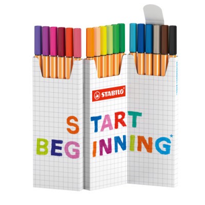 ESTUCHE CARTON ZIG ZAG ROTULADOR PUNTA FINA 04MM POINT 88 CON 18 UNIDADES COLORES SURTIDOS STABILO 8818 5