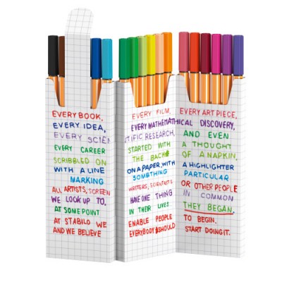 ESTUCHE CARTON ZIG ZAG ROTULADOR PUNTA FINA 04MM POINT 88 CON 18 UNIDADES COLORES SURTIDOS STABILO 8818 5