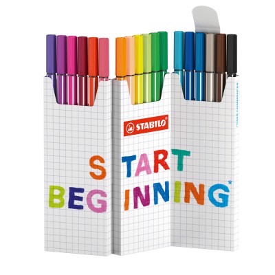 ESTUCHE CARTON ZIG ZAG ROTULADORES PUNTA FIBRA MEDIA 1MM PEN 68 CON 18 UNIDADES COLORES SURTIDOS STABILO 6818 8