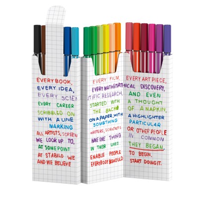 ESTUCHE CARTON ZIG ZAG ROTULADORES PUNTA FIBRA MEDIA 1MM PEN 68 CON 18 UNIDADES COLORES SURTIDOS STABILO 6818 8