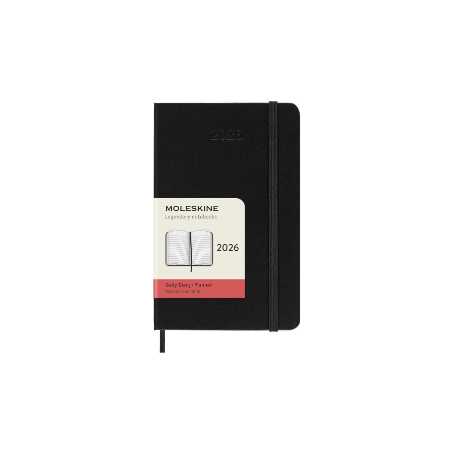 30214-AGENDA 2026 TAPA DURA 12 MESES DIARIA P (9 x 14 CM) NEGRA MOLESKINE DHB12DC2Y26
