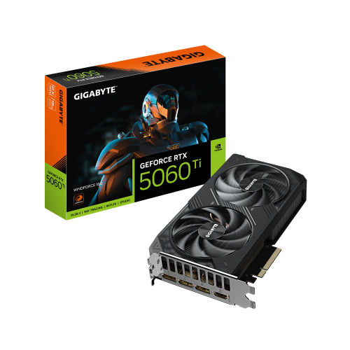 30266-GIGABYTE GeForce RTX 5060 Ti WINDFORCE 16G Tarjeta Grafica - 16 GB GDDR7, 128 bits, PCI-E 5.0, 2572 MHz Frecuencia