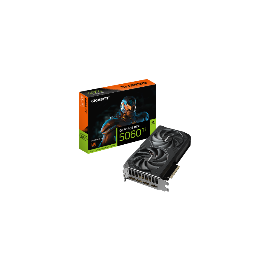 30266-GIGABYTE GeForce RTX 5060 Ti WINDFORCE 16G Tarjeta Grafica - 16 GB GDDR7, 128 bits, PCI-E 5.0, 2572 MHz Frecuencia