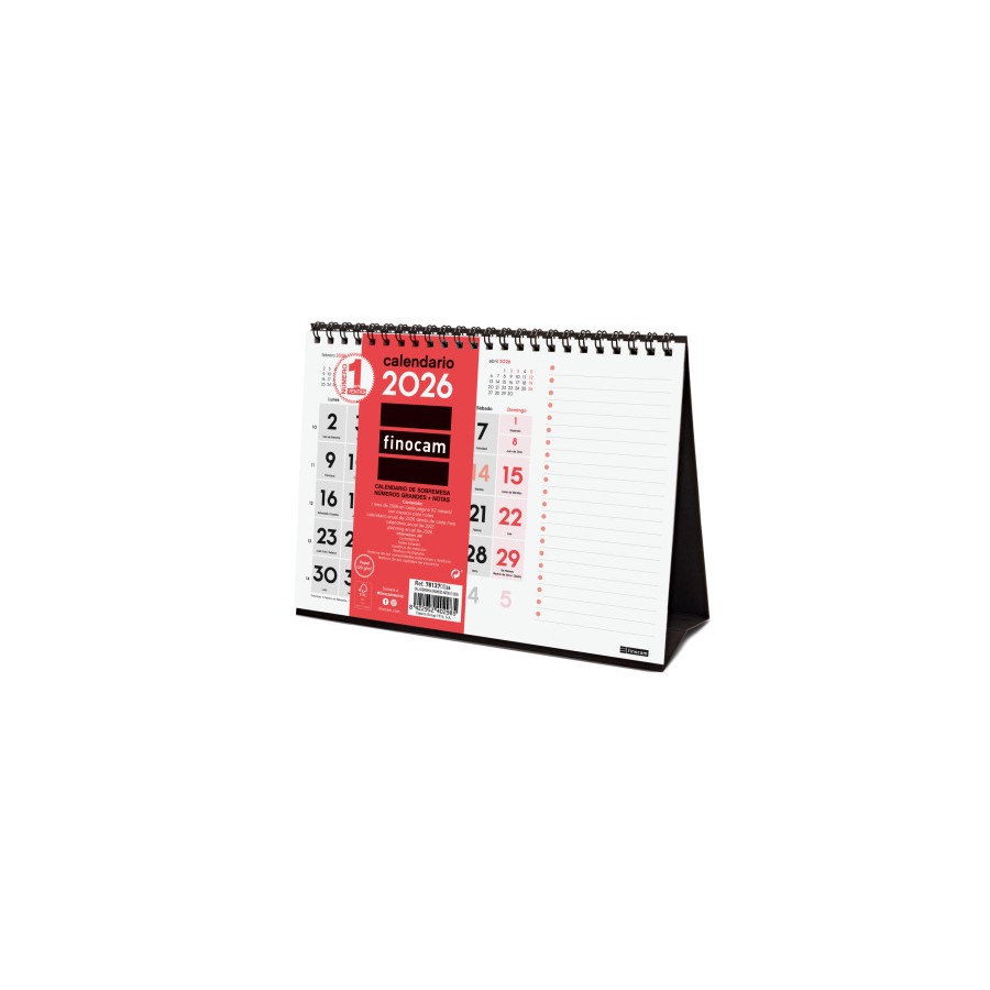 30339-CALENDARIO 2026 SOBREMESA NEUTRO NUMEROS GRANDES+NOTAS S 210X150MM FINOCAM 781370026 30339-CALENDARIO 2026 SOBREMESA NEUTRO NUMEROS GRANDES+NOTAS S 210X150MM FINOCAM 781370026