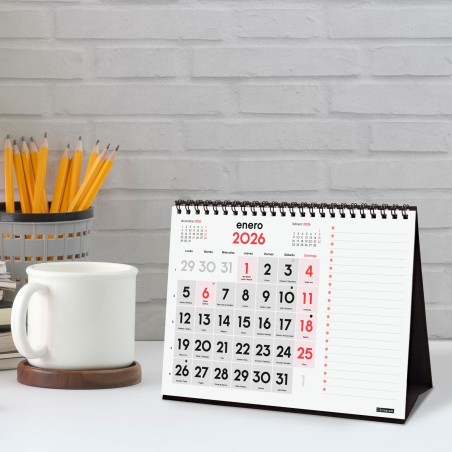 30340-CALENDARIO 2026 SOBREMESA NEUTRO NUMEROS GRANDES+NOTAS S 210X150MM FINOCAM 781370026