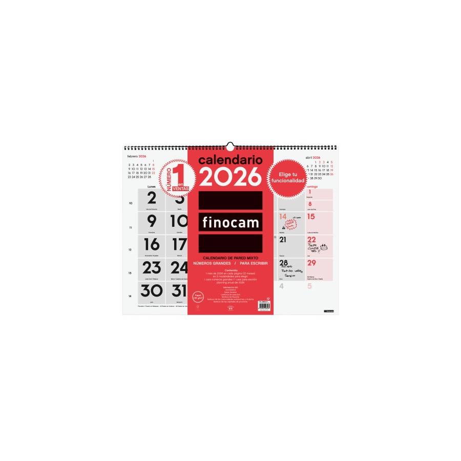 30356-CALENDARIO 2026 NEUTRO PARED MIXTO XL 540X420MM FINOCAM 780020026 30356-CALENDARIO 2026 NEUTRO PARED MIXTO XL 540X420MM FINOCAM 780020026