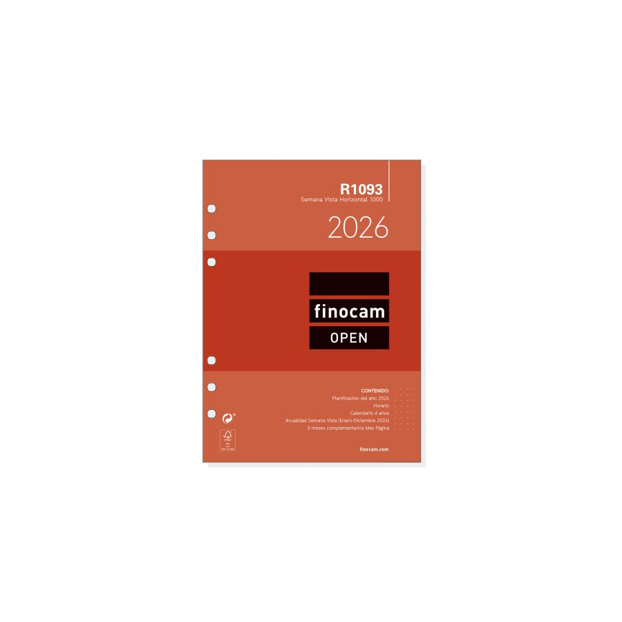 30368-RECAMBIO ANUAL 2026 R1093 OPEN1000 155X215MM SEMANA VISTA HORIZONTAL FINOCAM 711590026