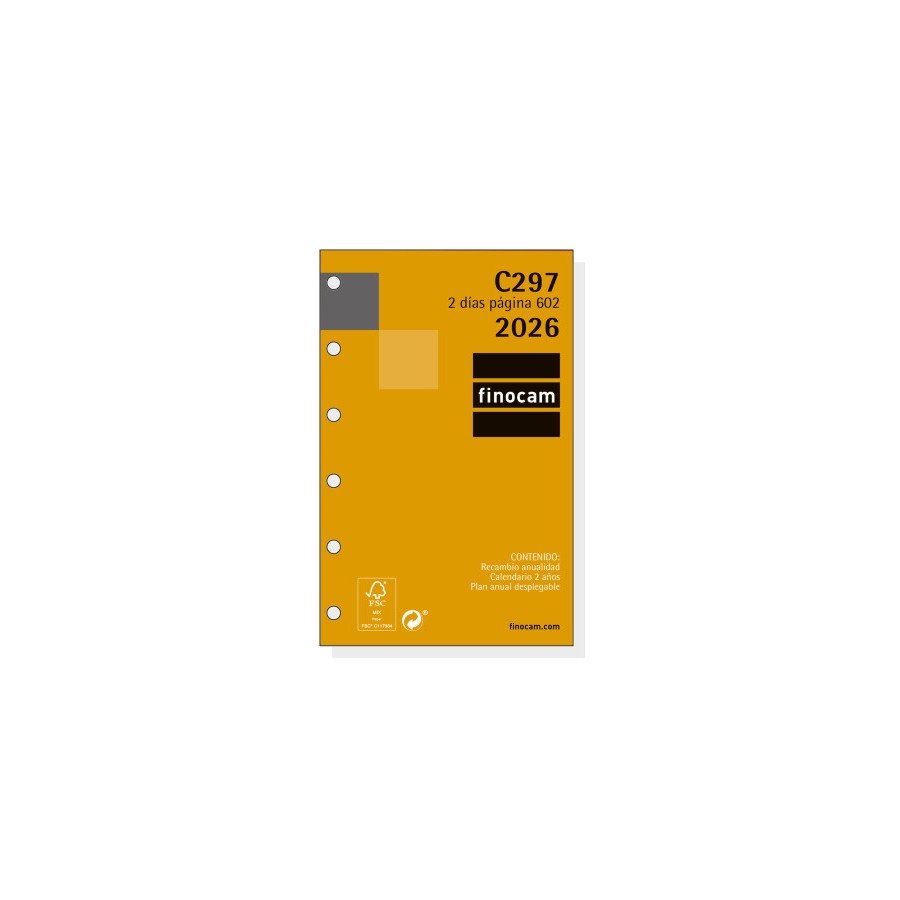 30378-RECAMBIO ANUAL 2026 C297 CLASSIC602 73X114MM 2 DIAS PAGINA FINOCAM 201280026