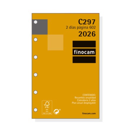 30378-RECAMBIO ANUAL 2026 C297 CLASSIC602 73X114MM 2 DIAS PAGINA FINOCAM 201280026