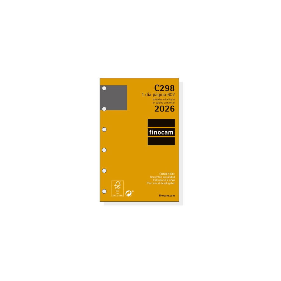 30380-RECAMBIO ANUAL 2026 C298 CLASSIC602 73X114MM DIA PAGINA FINOCAM 201310026