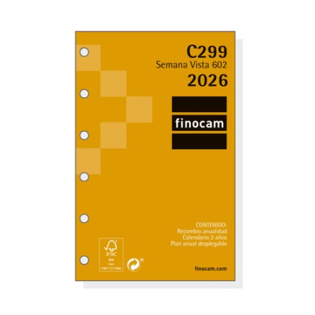 30384-RECAMBIO ANUAL 2026 C299 CLASSIC602 73X114MM SEMANA VISTA HORIZONTAL FINOCAM 201240026