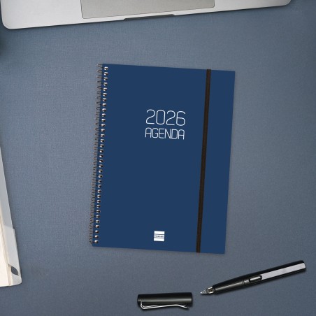 30432-AGENDA 2026 BASIC OPAQUE E10 155X212MM SEMANA VISTA HORIZONTAL AZUL FINOCAM 742761026