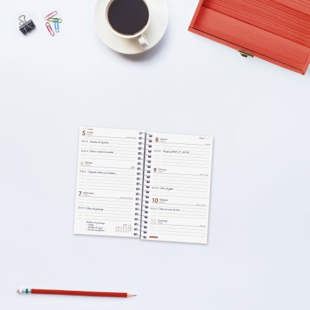 30463-AGENDA 2026 BASIC YEAR E3 79X127MM SEMANA VISTA HORIZONTAL ROJO FINOCAM 741423026
