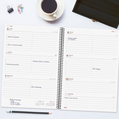 30475-AGENDA 2026 BASIC YEAR E40 210X297MM SEMANA VISTA HORIZONTAL NEGRO FINOCAM 741466026