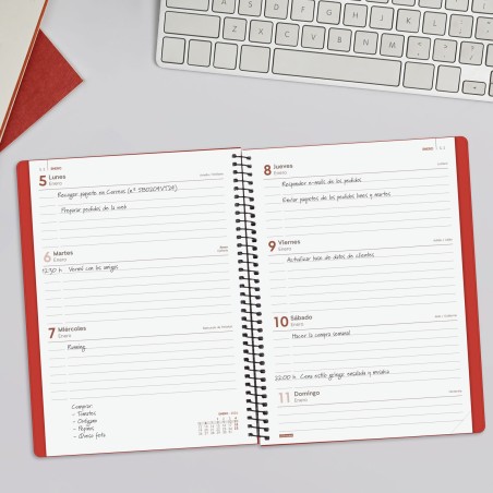 30497-AGENDA 2026 BASIC MY E10 155X212MM SEMANA VISTA HORIZONTAL ROJO FINOCAM 743503026