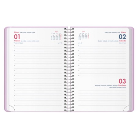 30811-AGENDA 2026 GLOSS ESPIRAL DIA PAGINA 12,5 X 18 CM. MORADO DOHE 12574 - 26