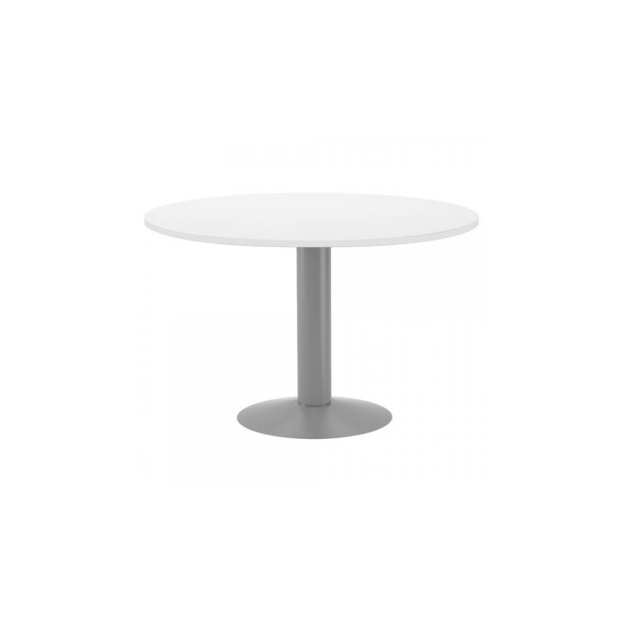3085-MESA DE REUNIONES REDONDA 120CM DE DIAMETRO. ALTURA 72CM. COLOR: PATA METALICA GRIS / TABLERO BLANCO ROCADA 3006AT0
