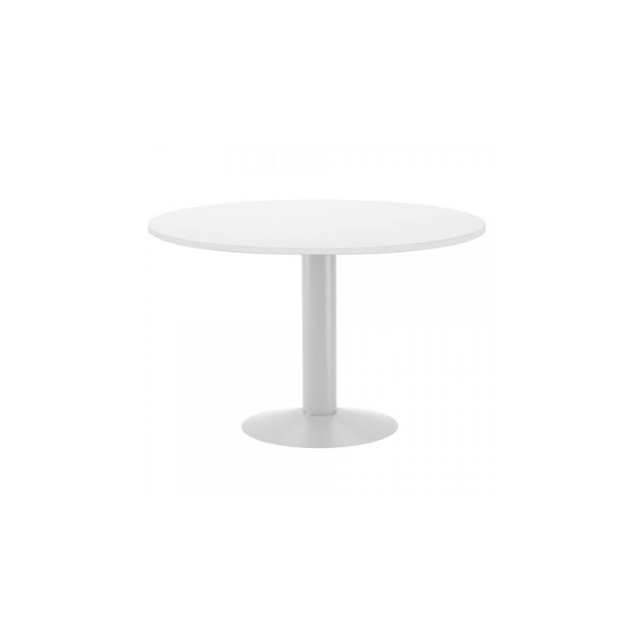 3089-MESA DE REUNIONES REDONDA 120CM DE DIAMETRO. ALTURA 72CM. COLOR: PATA METALICA BLANCA / TABLERO BLANCO ROCADA 3006A