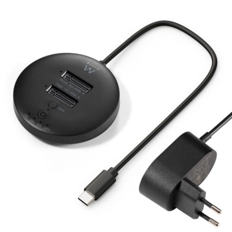 31257-Ewent EW7078 base de conexion para disco duro USB 3.2 Gen 1 (3.1 Gen 1) Type-C Negro