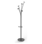 31369-PERCHERO DE PIE CON 5 GANCHOS GRANDES Y SOPORTE PARA PARAGUAS 355X1870 MM NEGRO ALBA ALPMFEST NE