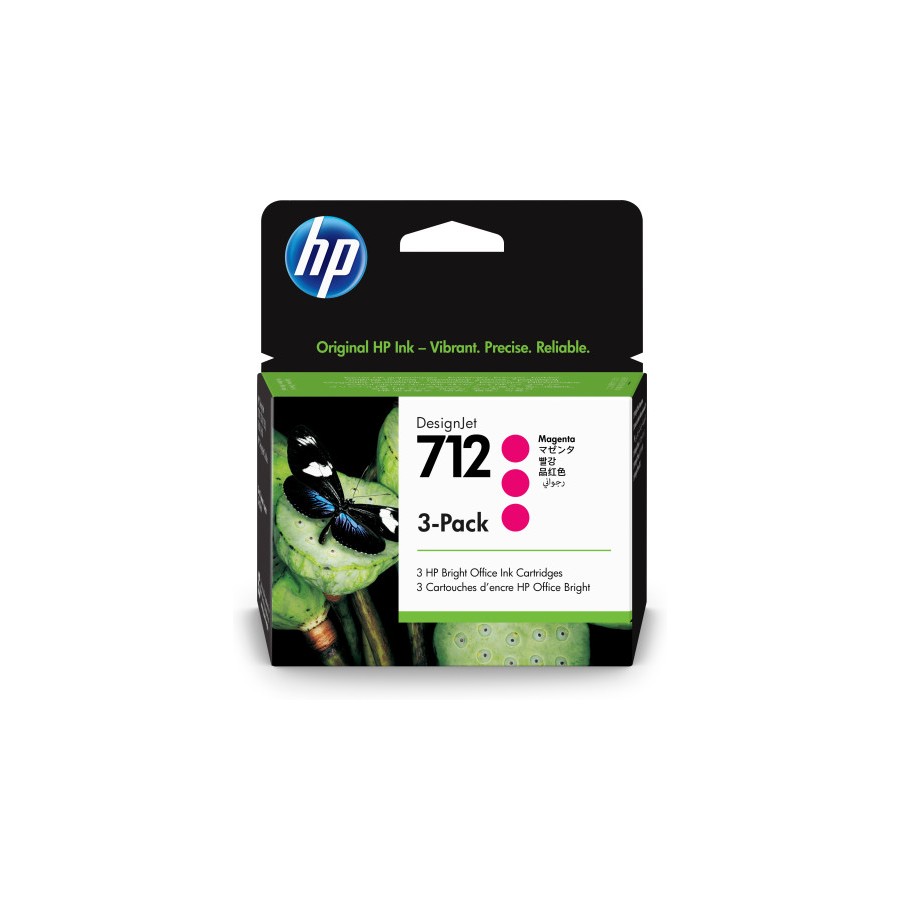 31866-HP Paquete de 3 cartuchos de Tinta DesignJet 712 magenta de 29 ml