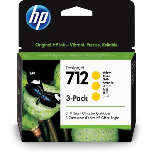 31871-HP Paquete de 3 cartuchos de Tinta DesignJet 712 amarillo de 29 ml