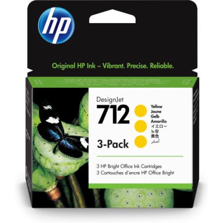 31871-HP Paquete de 3 cartuchos de Tinta DesignJet 712 amarillo de 29 ml