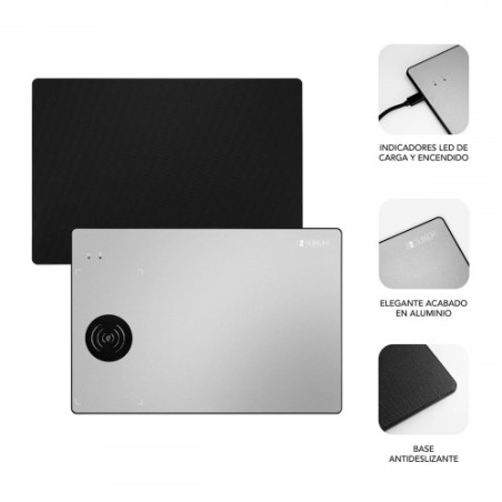 32135-SUBBLIM Alfombrilla con cargador Inalambrico Mousepad Wireless Charger Aluminum Silver 10W