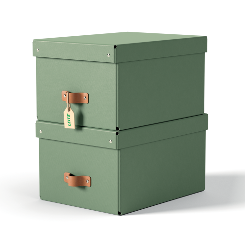32228-PACK 2 CAJAS DE ALMACENAMIENTO CARTON MEDIANA COLOR VERDE LEITZ 61490050