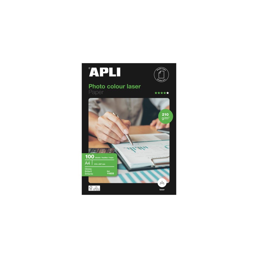 32310-PAQUETE 100 HOJAS PAPEL FOTO GLOSS 210G. A4 APLI 11833 32310-PAQUETE 100 HOJAS PAPEL FOTO GLOSS 210G. A4 APLI 11833