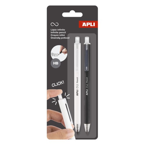 32311-PACK 2 LAPICES RETRACTIL INFINITO NEGRO/BLANCO APLI 20064