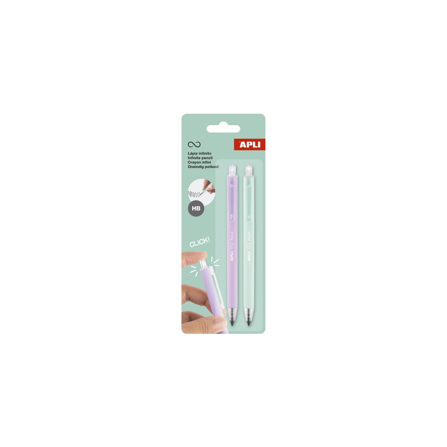 32312-PACK 2 LAPICES RETRACTIL INFINITO LILA/VERDE APLI 20065