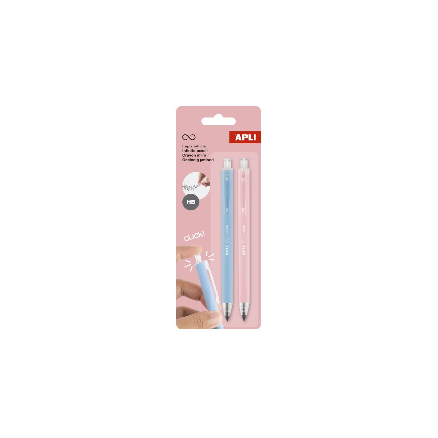 32313-PACK 2 LAPICES RETRACTIL INFINITO AZUL/ROSA APLI 20066