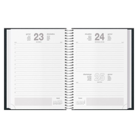 32412-AGENDA 2026 SEGOVIA ESPIRAL DIA PAGINA 14 X 20 CM. COLOR NEGRO CATALAN DOHE 12735 - 26