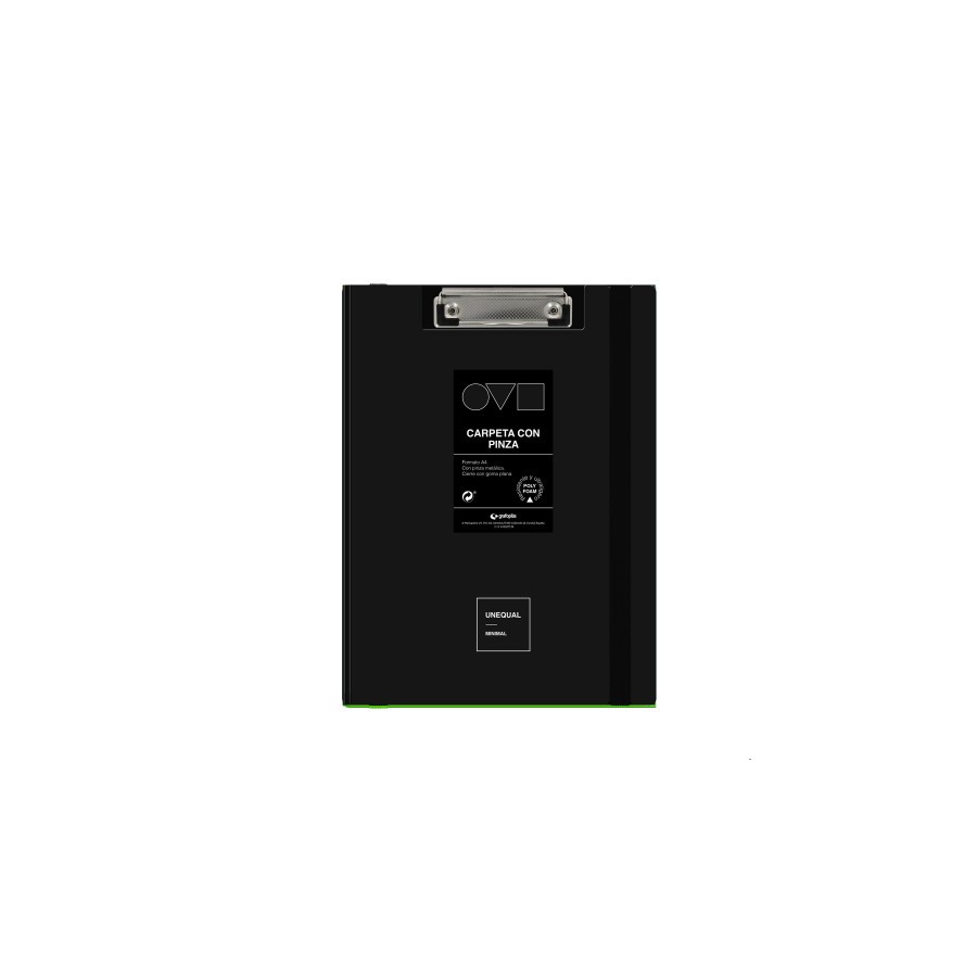 32905-CARPETA A4 TAPA POLYFOAM CON PINZA SUPERIOR UNEQUAL MINIMAL NEGRO GRAFOPLAS 1550910