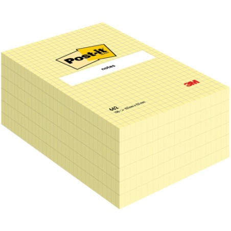 33086-BLOC 100 HOJAS NOTAS GRANDES ADHESIVAS 101X152MM CANARY YELLOW CUADRICULA 662N POST-IT 7100172739