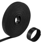 34146-EWENT ROLLO DE BRIDA NYLON HOOP -LOOP REUTILIZABLE TIPO VELCRO 15MM X 10M, 97-15MM, NEGRO