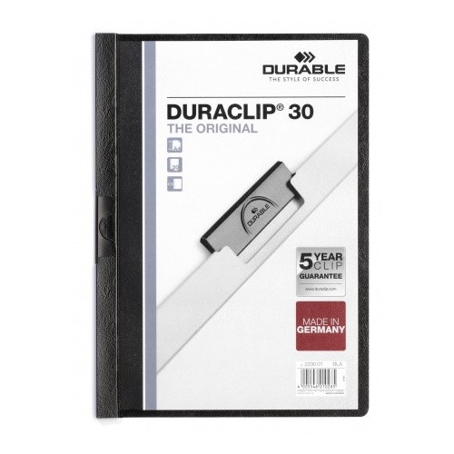 3431-DOSSIER CON CLIP 30 H A4 NEGRO DURABLE 2200-01