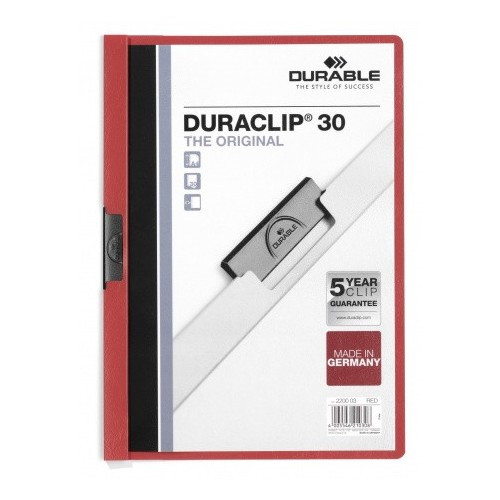 3433-DOSSIER CON CLIP 30 H A4 ROJO DURABLE 2200-03
