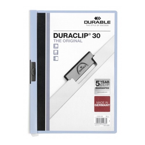 3434-DOSSIER CON CLIP 30 H A4 AZUL CLARO DURABLE 2200-06
