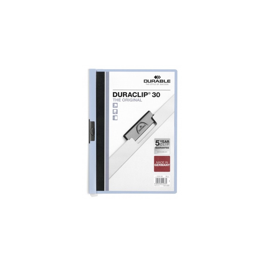 3434-DOSSIER CON CLIP 30 H A4 AZUL CLARO DURABLE 2200-06