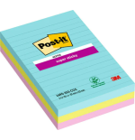 34394-PACK 270 HOJAS NOTAS GRANDES SUPER STICKY 101X152MM 3 COLORES SURTIDOS COSMIC CON LINEAS 4690-3SS-COS POST-IT 7100